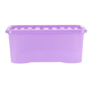 Wham Crystal Sparkle 5x 45L Plastic Storage Boxes with Lids Sparkle Lavender (Purple). Medium Size, Strong (Pack of 5, 45 Litre)