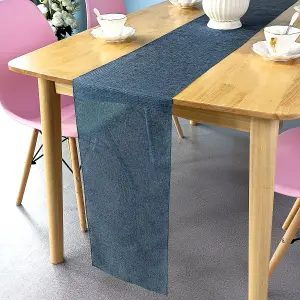 Neel Blue 29cm x 275cm Plain Hessian Table Runner, Midnight Blue