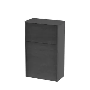 Floor Standing WC Toilet Unit (Pan & Cistern Not Included), 500mm - Woodgrain Graphite Grey