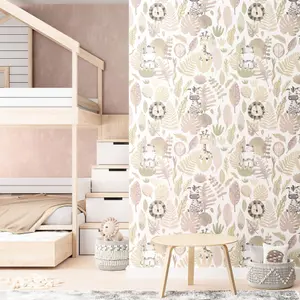 Galerie Little Explorers 2 Pink Savannah Jungle Wallpaper Roll