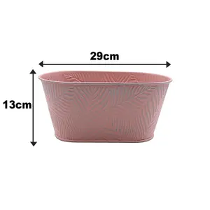 Metal Trough 4pcs Planter Pastel Pink 2.7L Herbs Plants Flowers Oval Decor Pots