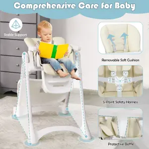 Costway Adjustable Baby High Chair Foldable Reclining Infant Highchair Removable Trays