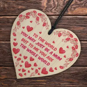 Red Ocean Gifts for Mum - Mum Gifts Wooden Heart, Mum Birthday Gifts with Touching Words,