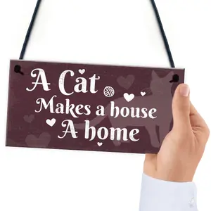 Red Ocean Shabby Chic Funny Home Cat Kitten House Hanging Plaque Pet Sign Friendship Birthday Christmas Gift