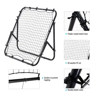 HOMCOM Rebounder Net Kids Adults Football Training Aid Adjustable Black