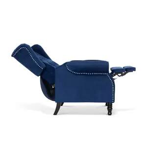 Velvet Blue Marianna Manual Recliner Wingback Chair