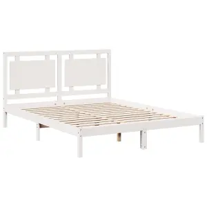 Berkfield Extra Long Bed Frame without Mattress White 140x210 cm Solid Wood