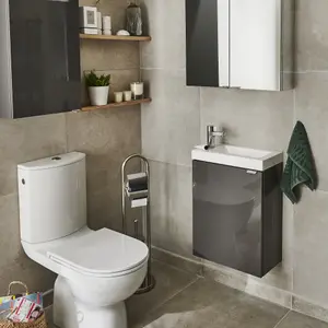 GoodHome Imandra Gloss Anthracite Single Wall-mounted Bathroom Cloakroom unit (H) 550mm (W) 43.6mm