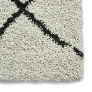 White Black Shaggy Moroccan Modern Geometric Rug for Living Room Bedroom and Dining Room-120cm X 170cm