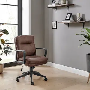 Furniturebox UK Rosco Brown Faux Leather Office Chair