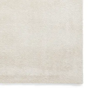 Cream Plain Shaggy Rug, 17mm Thick Stain-Resistant Rug, Modern Rug for Bedroom, LivingRoom, & DiningRoom-80cm X 150cm