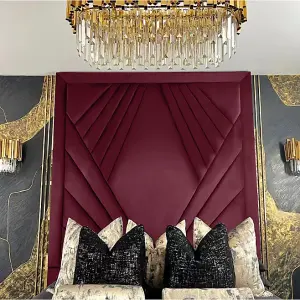 Solia Plush Velvet Maroon Bed Frame