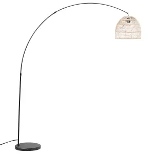 Floor Lamp with Rattan Shade Black GUAVIARE