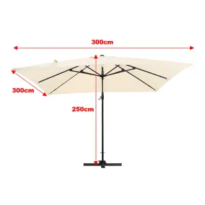 3M Beige Canopy Tilt Garden Roman Umbrella with Cross Base