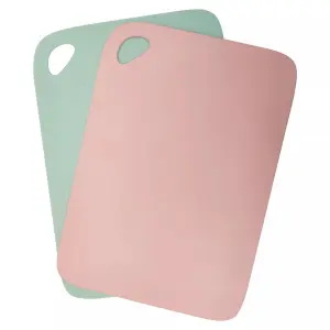 Interiors by Premier Set of 2 Flexible Chopping Boards, Non-Stick Pink & Green Plastic Chopping Board Set, Set of 2 Cutting Mats