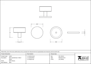 From The Anvil Satin Chrome Kelso Cabinet Knob - 38mm (Plain)