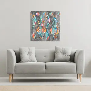 Trendy tribal pattern in watercolour style (Canvas Print) / 114 x 114 x 4cm