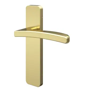 GoodHome Irvil Brushed Brass effect Round Latch Door handle (L)126.5mm (D)58mm, Pair of 2