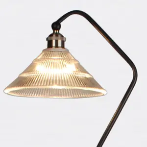 First Choice Lighting Matt Black With Fluted Glass Floor Light