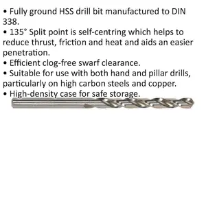 High Speed HSS Drill Bit Set - 10 Pack 9mm x 125mm Fully Ground for Precision Drilling