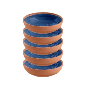 Purely Home Rustic Swirl Indigo Melamine Bowls - Set of 5