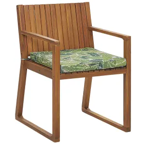 Set of 8 Garden Chairs with Cushions SASSARI Acacia Wood Green