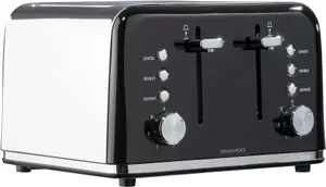 Daewoo Black Kensington Retro Matching Stainless Steel 4 Slice Toaster and Kettle Set 1.7 Litres Rapid Boil Auto Off SDA2446GE