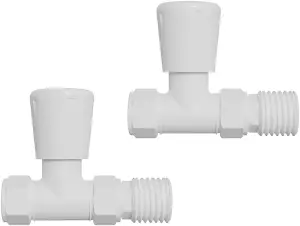 Rinse Bathrooms Straight Towel Radiator Valves Round 15mm for Towel Rail Radiator White