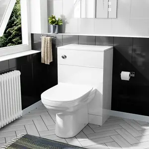 Nes Home Modern 500mm Back To Wall Toilet Pan With Soft Close Seat WC Unit Bathroom