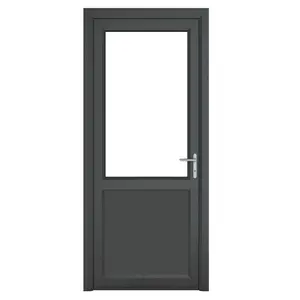 Upvc Single Door Black/White / 209cm H x 89cm W x 7cm D