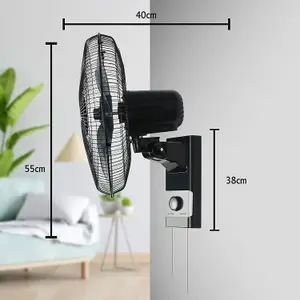 Belaco 16" Wall Fan - Black/ Silver