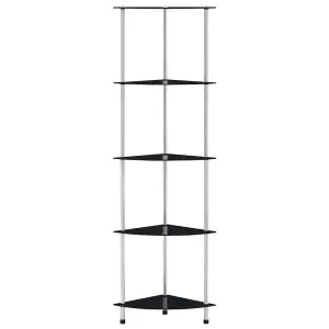 Berkfield 5-Tier Shelf Black 30x30x130 cm Tempered Glass