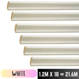 White Laminate Beading Scotia Edge Trim - 1.2M x 18 Total 21.6 Meters