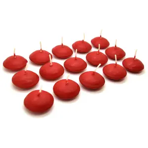 Floating Candles, Pack of 15, Unscented, Long Burning Time, Tealights Candles, Romantic Decoration Wedding Dinner Christmas (Red)