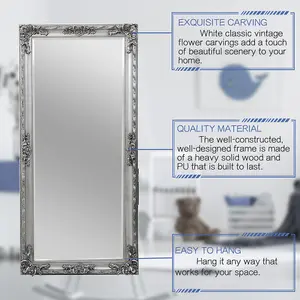 Silver Oversize Retro Rectangular Full Length Mirror