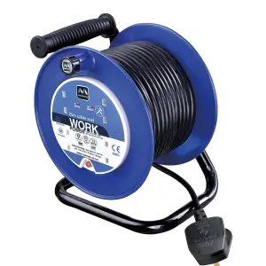 Masterplug 4 Socket 13A Blue Open Cable Reel 25m 240V