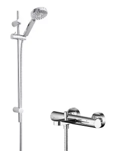 Current Wall Mount Thermostatic Bath Shower Mixer Tap with Multi Function Slide Rail Kit - Chrome - Balterley