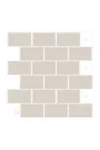 10 pcs Self Adhesive Wall Tile Stickers for Kitchen & Bathroom Backsplash Peel & Stick (12x12 Inches, 1.2mm Thick, Beige)