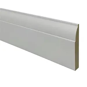 PACK OF 5 (Total 5 Units) - 18mm x 144mm White Primed Ovolo 13 MDF Skirting Board - 4400mm Length