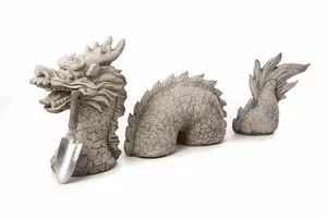 3 Piece Stone Cast Dragon Statue