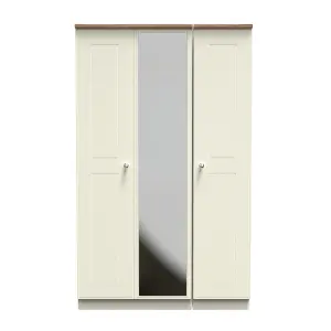 Albert Triple Mirror Wardrobe in Cream Ash & Oak (Ready Assembled)