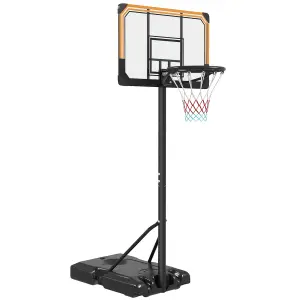 SPORTNOW Basketball Backboard Hoop Net Set System w/ Wheels, 182-213cm - Black