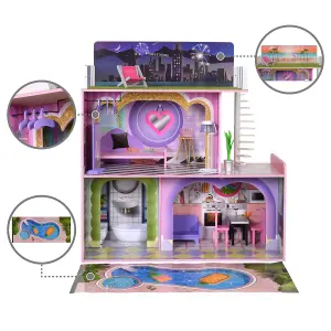 Teamson Kids Kids Wooden Dreamland Sunset 3-Level Dollhouse Set