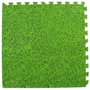 EVA Grass Effect EVA Interlocking Foam Mats Play Home Office Garage Tiles