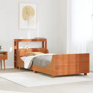 Berkfield Bed Frame without Mattress Wax Brown 90x190 cm Single Solid Wood Pine