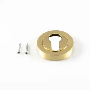 50mm Euro Profile Round Escutcheon Concealed Fix Satin Brass Keyhole Cover