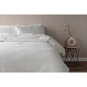 Belledorm Waffle Stripe Duvet Cover Set Vanilla (Single)