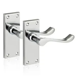 XFORT Polished Chrome Victorian Scroll Lever Latch Handles, Door Handles