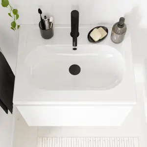 GoodHome Levanna Gloss White Rectangular Vanity Basin (W)60.6cm