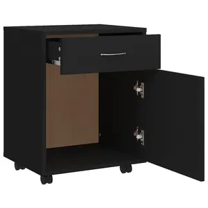 Berkfield Rolling Cabinet Black 45x38x54 cm Engineered Wood